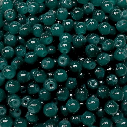 200PCS Glass Beads 8mm Glass Beads for Bracelets Necklaces Jewelry Making DIY Crafts (Peacock Blue) - color: 8Peacock Blue