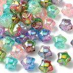 LiQunSweet 50 Pcs Transparent Crackle Acrylic Beads Gradient Color Crackle Star Loose Beads Spacer for DIY Necklace Bracelet Jewelry Craft Making - color: Crackle Star Loose Beads_50 Pcs