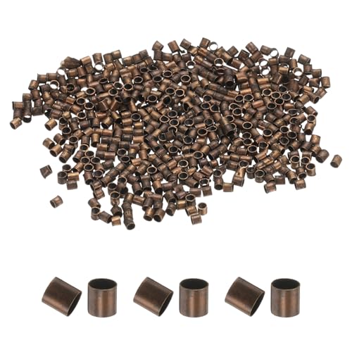 uxcell 500 Pcs Tube Crimp Beads, 1.5x1.5mm Copper Crimp Beads End Stopper Beads Tiny Loose Spacer Beads for Earrings Necklaces Bracelets Pendant DIY Crafts, Dark Bronze - color: Dark Bronze, size: 1.1 mm