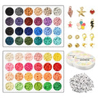 Echoed Elegance Clay Beads 2 Boxes Bracelet Making Kit, 7448 pcs Beads for Jewelry Making, Round Letter Beads with Charm and Elastic Strings, Friendship Bracelets Holiday Gifts for Girls Adults - color: Clay Beads Kit (2 Boxes with Accessories)-about 7448