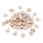 Beadthoven 100pcs Enamel Charms Cherry Blossom Daisy Flower Pendants Gold Plated Small Cute Bulk for Jewelry Making Bracelet Necklace Earrings Keychain DIY Accessories - color: Daisy*-White