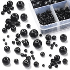 Gocelyn 476 PCS Round Crystal Glass Beads for Jewelry Making(Black), Glass Spacer Loose Beads for Crafts Bracelets Necklaces Charms Pendants Friendship 4/6/8/10/12mm - color: Round Glass Beads: Black