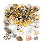 stino 100 Gram Metal Charms for Jewelry Making, Silver & Gold Plated, Bulk Pack for Bracelets, Necklaces, Crafts - color: Heart A Mixed Color