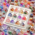 16mm Acrylic Beads 100pcs Ab Crackel Color Bead Loose Space Focal Beads for DIY Crafting Necklace Bracelet Jewelry Making Keychain (Dark Plum&Coffee) - color: dark plum&coffee