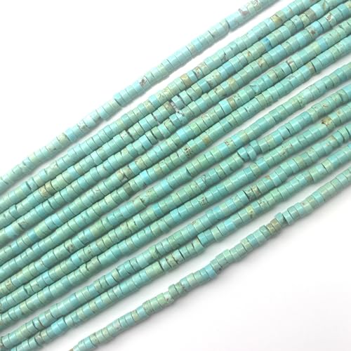 160pcs 3x2mm Natural Turquoise Heishi Disc Rondelle Spacer Stone Semi Precious Gemstone Loose Beads for Jewelry Making 15 Inch - color: Turquoise, size: 3x2mm
