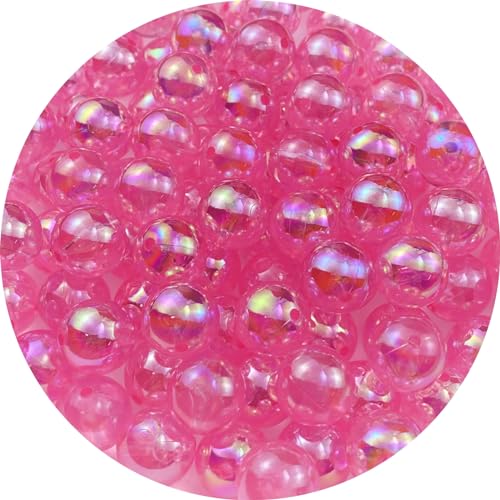 100pcs Acrylic Round Beads 12mm AB Colors Craft Beads Round Spacer Beads with Holes for Earring Bracelet Necklace Key Chains Jewelry Making(Light Pink AB) - color: Light Pink AB, size: 12mm