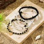 5Pcs Bohemian Multilayer Crystal Beads Stackable Bracelets Y2K Circle Disc Coin Pendant Colorful Beaded Elastic Stretch Bracelets for Women Boho Beach Vacation Holiday Jewelry Gift - color: Black