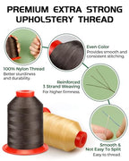 FIVEIZERO Extra Strong Upholstery Thread,Coffee 1000 Meters Bonded Nylon Thread for Denim Leather,Craft,Machine,DIY and Home (1 Pack) CJ - color: Coffee