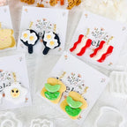 Xaekicr 8Pcs Breakfast Theme Polymer Clay Cutters Set – Toast, Bacon, Egg Shapes | Fun Clay Earring Cutters | Polymer Clay Molds for Jewelry Making | Clay Tools for DIY Crafts - color: S color