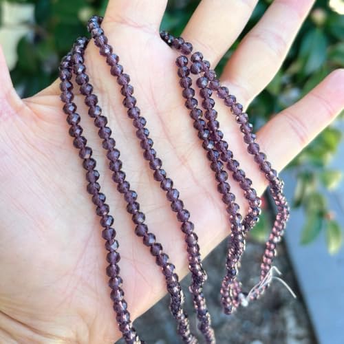 500pcs Czech Faceted Rondelle Crystal Glass Loose Beads 4mm Small Tiny Spacer Bulk Amethyst Purple for DIY Craft Jewelry Making CCR427 - color: Amethyst, size: 4mm (0.16") - 500pcs