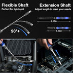 STREBITO 144-Piece Upgraded Electric Screwdriver, Max 0.7 N.m, 120 Magnetic Bits, 5-gear Torque Adjustment, Precision Screwdriver Set, Repair Tool Kit for Tech, Electronics and PC - color: Upgraded-blue