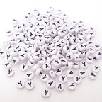 200+ Pieces 4x7mm Single Y Letter Beads for Jewelry Making, White Round Acrylic Bulk Alphabet (Black on White) - size: Single letter Y 200+ Pcs
