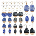 FASHEWELRY 16Pcs Teardrop Round Resin Wood Earring Charms Black Blue Wooden Blanks Geometry Findings for Jewelry Making, DIY-TA0004-37-Biyun - color: Black & Blue-Teardrop & Round