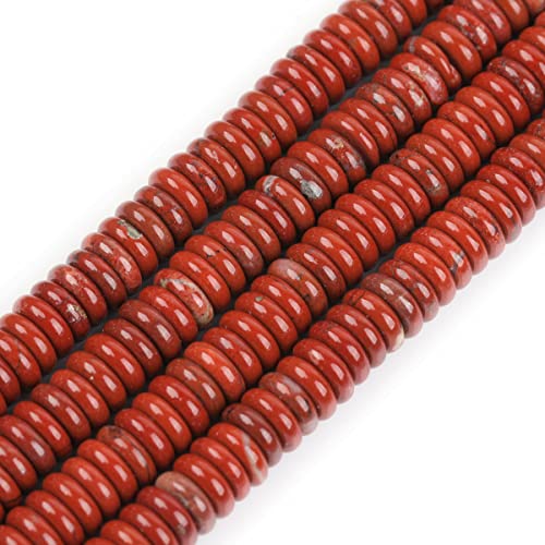 JOE FOREMAN 2x6mm Natural Red Jasper Gemstone Heishi Disc Rondelle Spacer Beads for Jewelry Making Full 15" Strand Energy Stone Healing Power Crystal - color: Red Jasper