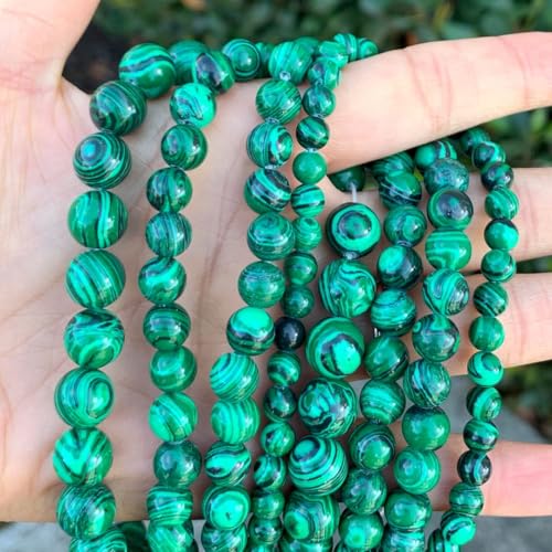 90pcs Synthetic Green Malachite Healing Gemstone 4mm (0.16 inch) Small Round Beads Gem Stone Spacer for Craft Jewelry Making GF25-4 - color: Lab Created Malachite, size: 4mm (90pcs/1 Strand)