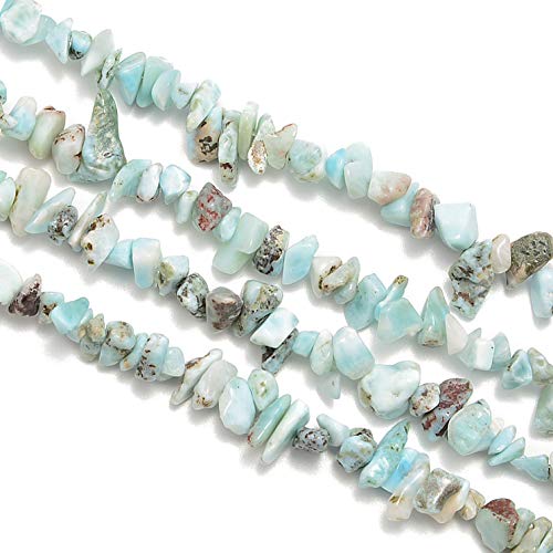 PLTbeads 5-8mm Natral Healing Gemstone Waist Bracelets Necklace Kit Irregular Stone DIY Crafts Design Jewelry Making 1 Strand per Bag Approxi 34 inch (Larimar Chips) - color: Larimar Chips