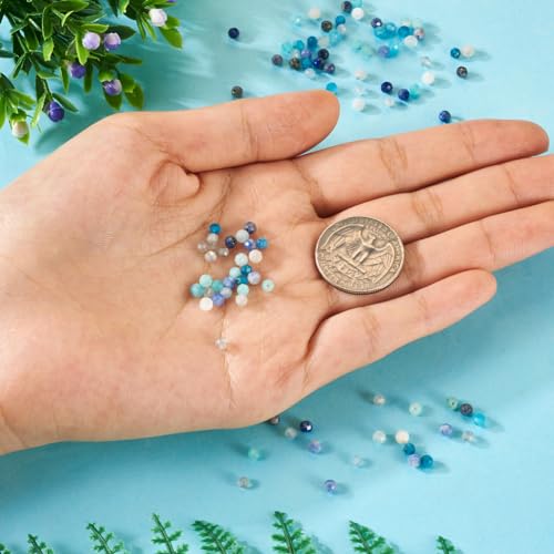 Fashewelry 100pcs 3mm Faceted Round Crystal Beads Small Natural Mixed Stone Beads for Bracelet Necklace Earrings DIY Jewelry Making - color: 03mm-Mixed-2