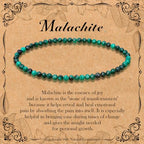 BONNY BOXX Natural Genuine Gemstone Faceted Round Beads Bracelets, 3mm Adjustable Stretchy Tiny Faceted Black Tourmaline Bracelet, Healing Crystal Reiki Chakra Dainty Jewelry Fashion Gifts - color: Malachite