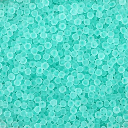 4mm Frosted Glass Seed Beads Bulk, 1000pcs Small Round Glass Bead Matte Loose Spacer Beads for Beading, Friendship Bracelet, Pendants, Key Chains, Necklaces, Hairpins, Aqua Green - color: Aqua Green