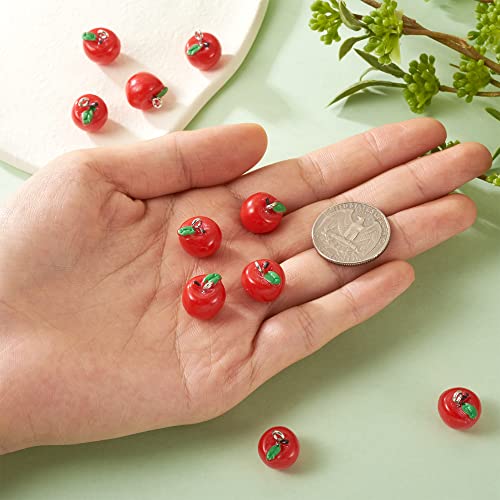 Craftdady Fruit Dangle Charms Pendants Cute Resin Food Pendants Apple Orange Pineapple Strawberry Pendants Lovely Vegetable Mushroom Charms for DIY Craft Earring Bracelet Necklace Jewelry Making - color: Red, Apple