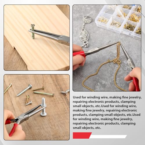 10 Pcs Mini Needle Nose Pliers Bulk, 6 Inch Precision Pliers Set with Extra Long Tips for Jewelry Making, Wire Wrapping, Small Object Gripping, DIY Project (Red) - color: Red