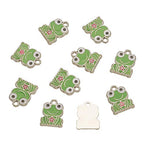 Craftdady Enamel Dangle Charms Pendant Food Animal Flower Cute Charms Colorful Metal Fruit Pendants Hang Ornament for Craft Bracelet Necklace Earring Key Chains Jewelry Making - color: Green Frog