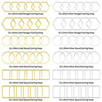 Oubaka 120pcs Beading Hoop Earrings,3 Shapes Earrings Findings Hoops Open Bezel Pendant Frame Hypoallergenic Square Hexagon Round Earring Findings for DIY Craft,Earring Necklace(Gold&Silver) - color: 120PCS;Square,Hexagon,Round;Gold,Silver