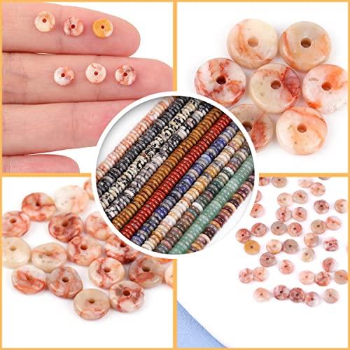 GEM-Inside 2x6mm Natural Red Crazy Lace Agate Stone Heishi Disc Rondelle Spacer Beads for Jewelry Making Full 15" Strand Energy Stone Healing Power Crystal - color: Red Crazy Lace Agate