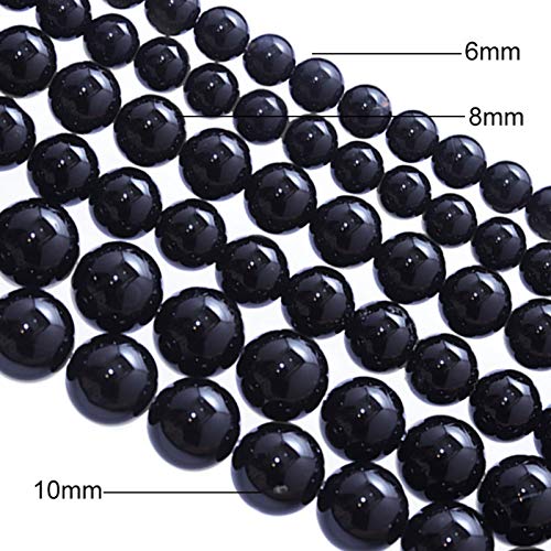 Natural Stone Beads 8mm Black Polished Round Smooth Agates Gemstone Beads for Jewelry Making 15 Inch(Black Onyx,8mm) - color: Black Onyx, size: 8mm