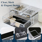 Sea Team Clear Makeup Organizer with Drawers, Acrylic Plastic Cosmetic Display Case, Jewelry Storage Box, Holder for Dresser, Bathroom, Vanity, Countertop (1 Large, 2 Small Drawers) - size: 1 Large, 2 Small Drawers