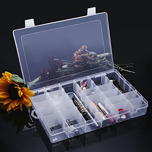 Gospire 36 Grids Clear Plastic Jewelry Box Organizer Storage Container with Removable Dividers (36 Grids - Clear) - color: Clear-36 Grids