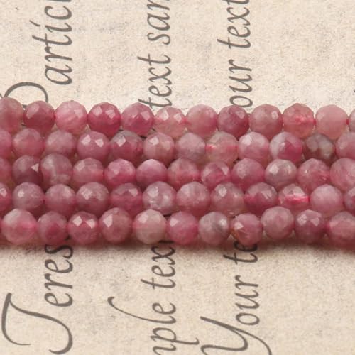Song Xi 180pcs 2mm Natural Pink Tourmaline Gemstone Beads Faceted Round Loose Stone Beads for Jewelry Making (1 Strand) - color: Pink Tourmaline, size: 1.9-2.4mm