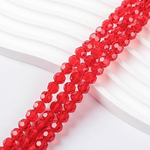 450PCS 6MM Red Round Crystal Glass Beads for Jewelry Making,Novborcz Glass Beads Faceted Rondelle Beads DIY Glass Crystal Beads for Bracelets Necklace Pendants Jewelry Making DIY Craft - color: Red, size: 6mm