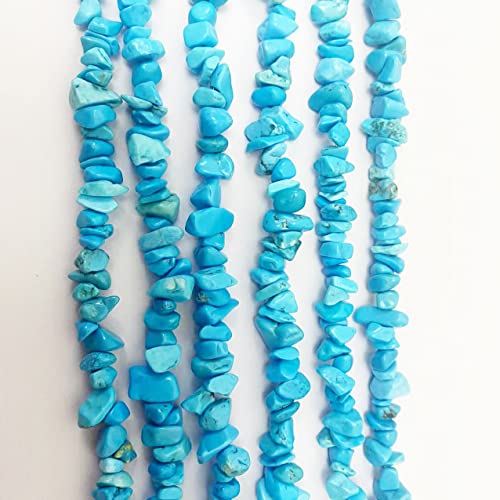 3-5mm Natural Blue Turquoise Gemstone Chips Loose Beads Semi Precious for Jewelry Making DIY Handmade Craft Supplies 1 Strand per Bag Approxi 32" - color: Blue Turquoise