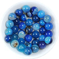 92Pcs Natural Crystal Beads Stone 4mm Blue Stripe Onyx Agates Gemstone Round Loose Energy Healing Beads for Bracelet Necklace Earrings Jewelry Making - color: Blue, size: 4MM