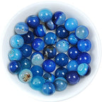 37Pcs Natural Crystal Beads Stone 10mm Blue Stripe Onyx Agates Gemstone Round Loose Energy Healing Beads for Bracelet Necklace Earrings Jewelry Making - color: Blue, size: 10MM