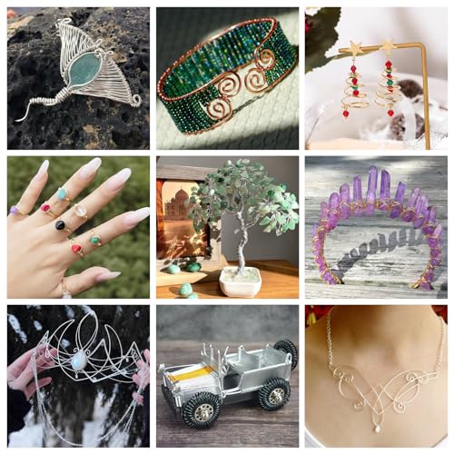 Pandahall 2 Rolls Jewelry Beading Wires 20 Gauge Bendable Copper Wire with Looper Pliers Platinum Golden Tarnish Resistant Copper Beading Wire for DIY Jewelry Craft Making Supplies