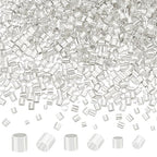 1500Pcs 3 Styles Brass Tube Crimp Beads Silver Tube Beads Crimping Tubes Accessories Round Tubes Loose Spacer Bead for Jewelry Making Hole: 1-2mm - color: Silver