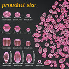 1500 Pcs Crystal Glass Beads for Jewelry Making – 12 Styles Bicone, Rondelle, Cube, Teardrop & 3mm Spacer Beads, DIY Bracelet Necklace Earring Craft Kit with Organizer Box(Light Rose Red) - color: Light Rose Red