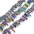 Adabele 15 Inch Natural Raw Healing Crystal Quartz Gemstone Loose Beads Small Drilled 15 Inch Rainbow AB Titanium Coated Chakra Gem Stone Drop Stick GA5 - color: Rainbow Ab, size: Small Size (15 Inch/1 Strand)
