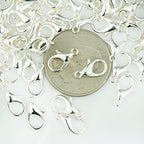 Yueton Curved Lobster Clasps-100pcs 7x12mm Silver Plated Lobster Claw Clasps DIY Jewelry Fastener Hook,Necklace DIY Fasteners (Silver) - color: Silver