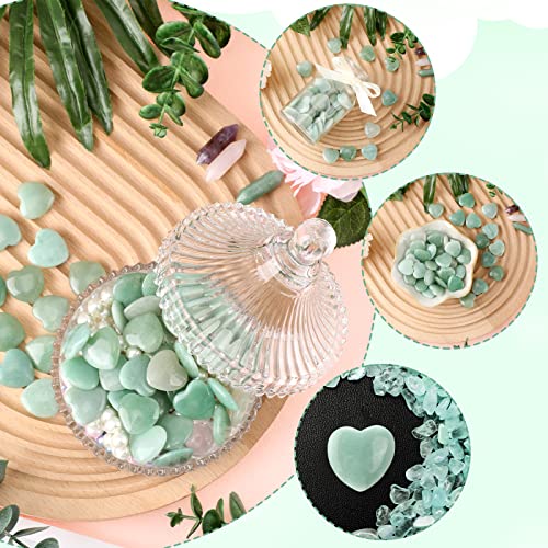 Gerrii 50 Pcs Heart Healing Stone Bulk Quartz Heart Inspirational Stones Gift for Women Love Pocket Polished Natural Energy Balancing Meditation 0.8 Inch(Green) - color: Green
