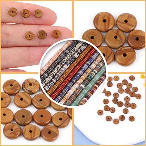 GEM-Inside 2x6mm Natural Yellow Wood Texture Jasper Stone Heishi Disc Rondelle Spacer Beads for Jewelry Making Full 15" Strand Energy Stone Healing Power Crystal - color: Yellow Wood Texture Jasper