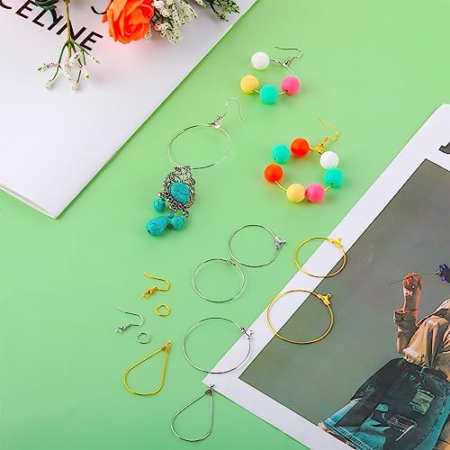200PCS Earring Making Kit - Beading Hoop Finding, Open Hoops Bulk Wire for DIY Jewelry Craft Supplies - Teardrop and Round