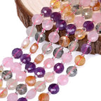 8×5mm Mixed Natural Stone Beads for Jewelry Making About 35-40pcs 1 Strand 15" Drilled Flat Faceted Cabochon Gemstone Beads for Bracelets Necklace DIY Crafts - color: Mixed