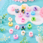 Beadthoven 20pcs Big Letter C Beads Large Hole Bubble Alphabet Acrylic Beads Charm Iridescent Plastic C Shape Loose Chunky Spacers for Jewelry Making Bracelet Necklace Keychains Shoelaces Crafts - color: C