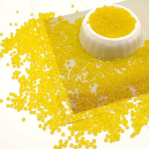 Yellow Glass Seed Beads 5000 Pcs, 3mm Small Craft Pony Beads Bulk for Bracelets, DIY Necklace Ring Waist Chain - color: Lemon Yellow