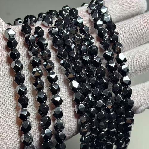 MJDCB Best Sellers Natural Stone Beads Faceted Polygon Hematite Energy Stone Healing Power for Jewelry Making(8mm) - color: Hematite