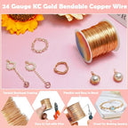 203 Feet Tarnish Resistant Copper Wires 24 Gauge Jewelry Craft Wires Beading Wire for Jewelry Making, Wire Wrapping and Crafting(KC Gold) - color: KC Gold, size: 24 Gauge