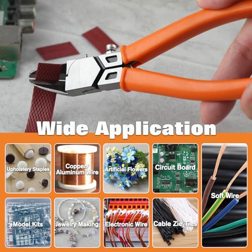 SPEEDWOX Wire Cutters 38 Angled Flush Cutters for Electronic Component Ultra-Sharp Diagonal Cutters Side Cutting Pliers Wire Snips for Jewelry Making Cutting Soft Wires, Electronics Zip Tes, Plastic - style: 38°angle